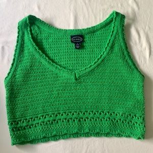 SCOOP Green Knit Crop Tank Top Size S